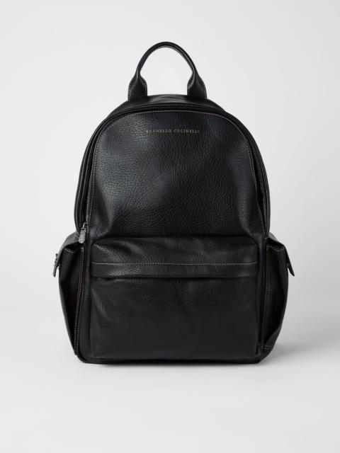 Grained calfskin travel backpack