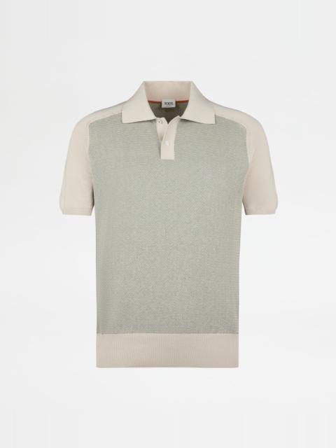 SILK BLEND POLO SHIRT - BEIGE