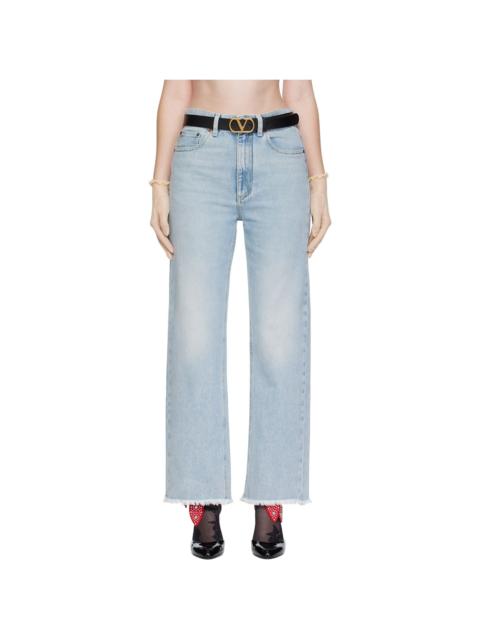 Blue Frayed Cuff Jeans