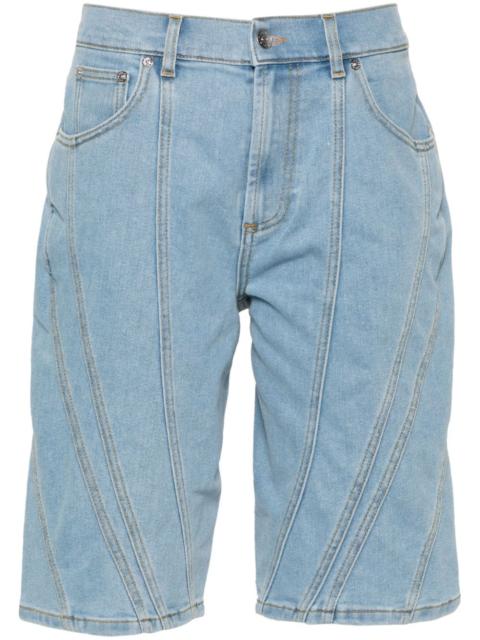 panelled denim shorts