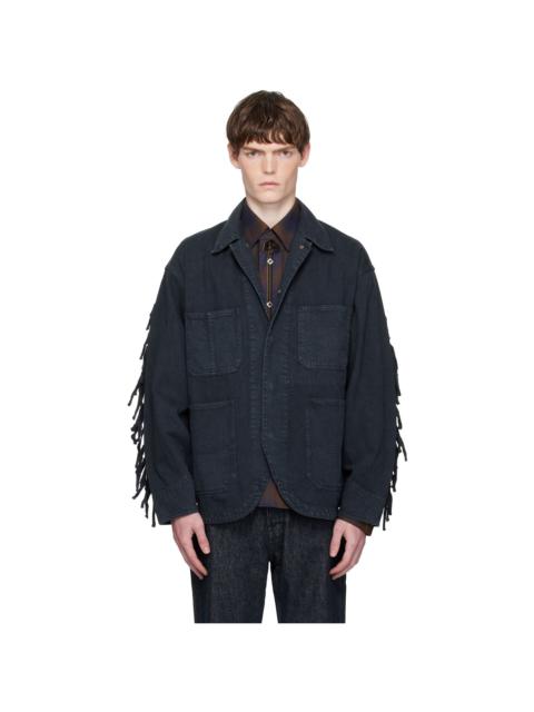 Black Fringed Denim Jacket