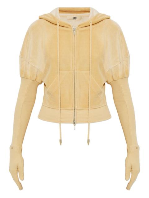 Paris zip-fastening velvet hoodie