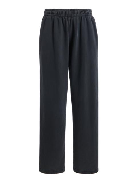 Washed-Cotton Straight-Leg Sweatpants black