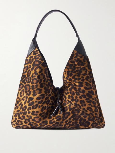 Origami Medium Leopard-print Suede Tote