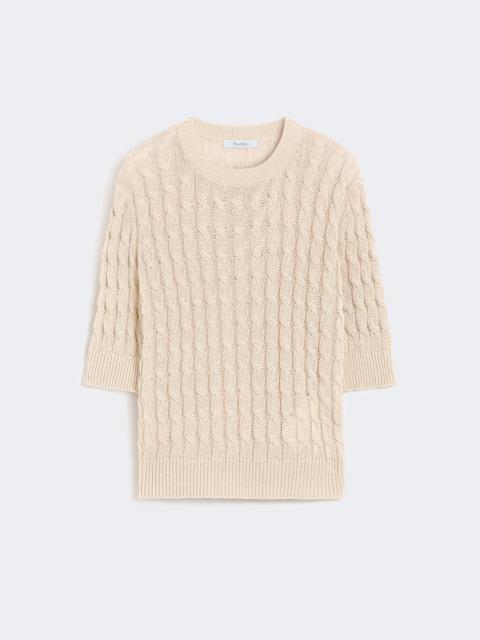 Cable-knit linen sweater - BEIGE