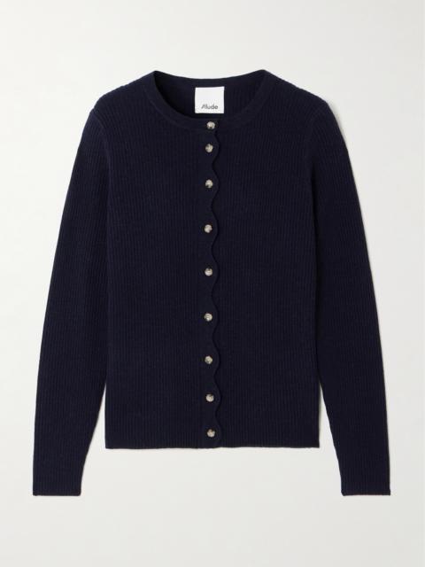 Scalloped Ribbed Wool And Cashmere-blend Cardigan