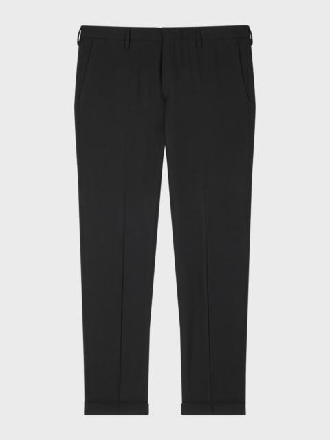 Slim-Fit Black Two-Ply Merino Wool Trousers