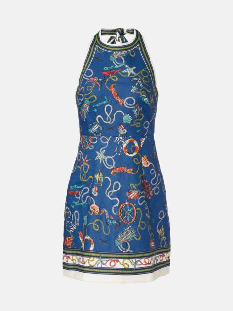 Cove printed halterneck linen minidress