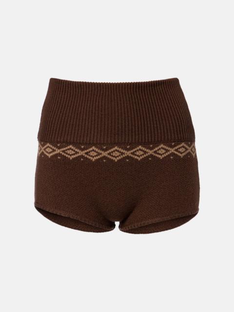 Argyle crochet wool shorts
