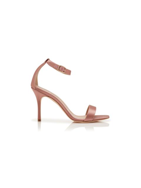 Light Pink Satin Ankle Strap Sandals