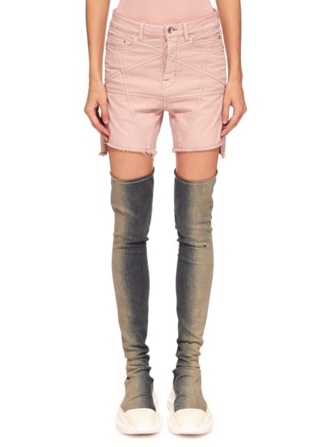 raw-cut denim shorts