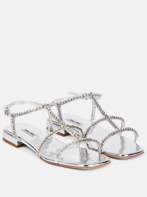 Embellished leather sandals