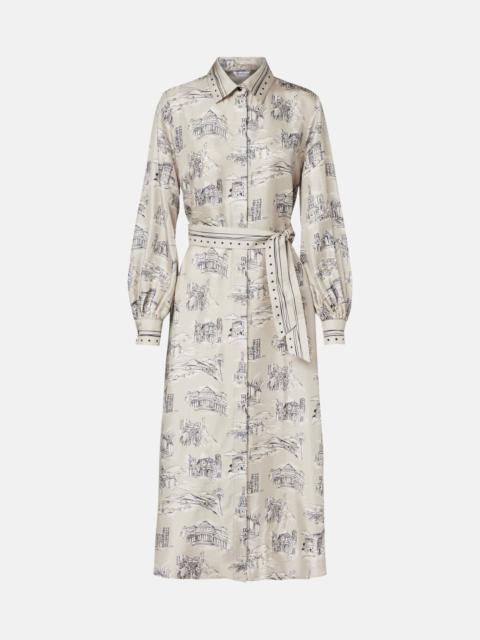 Carbone printed silk midi dress