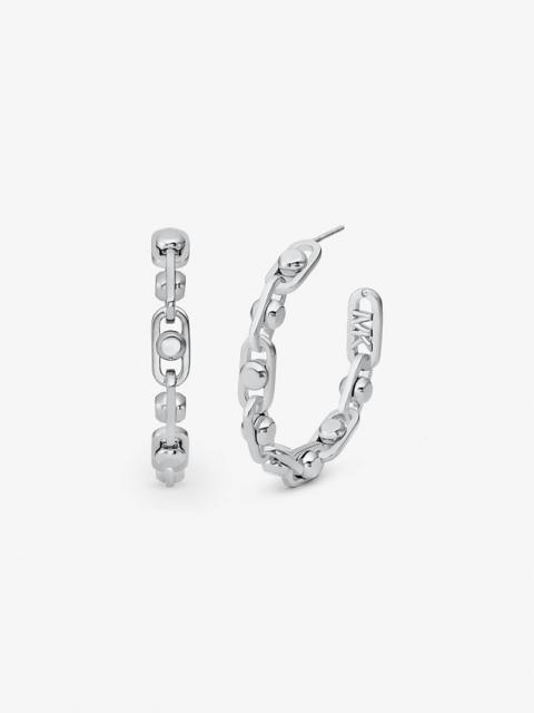 Astor Link Medium Precious Metal-Plated Brass Hoop Earrings