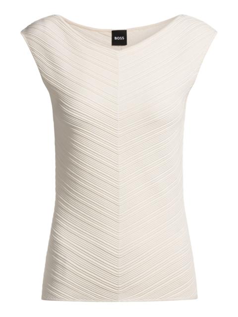 V-NECK TOP WITH KNITTED STRUCTURE