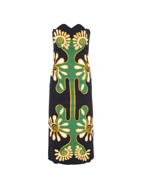 floral-print strapless dress