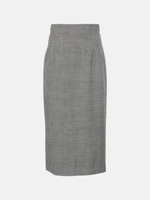 Prince of Wales check virgin wool midi skirt