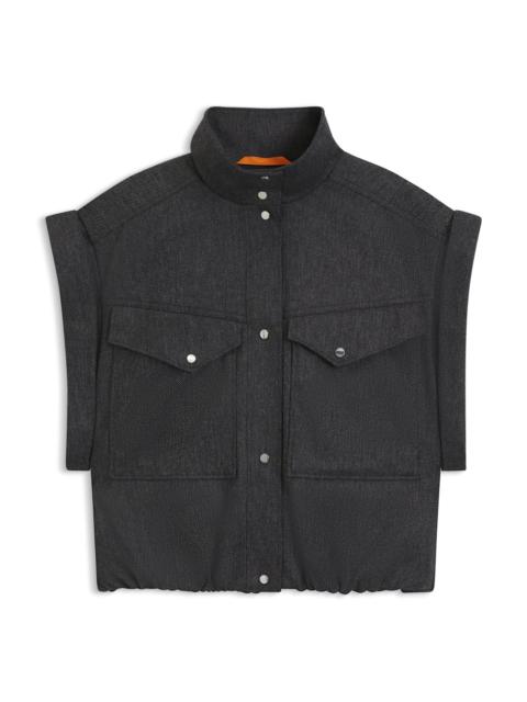 SLEEVELESS BLAZER IN MELANGE STRETCH FLANNEL