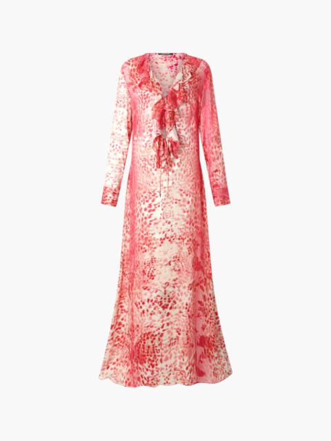 Long Dress With Ruffle And Jaguar Skin Print