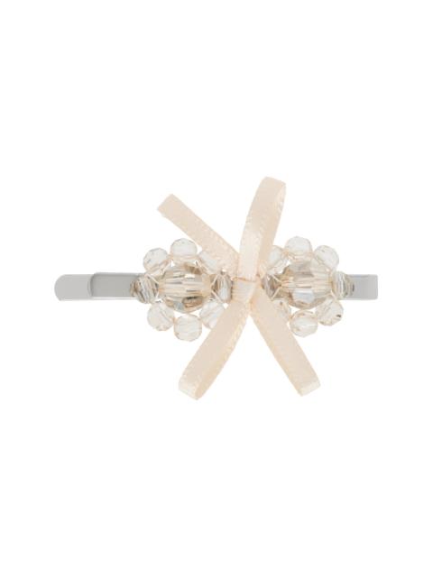 Beige Petite Bow Mini Flower Hair Clip