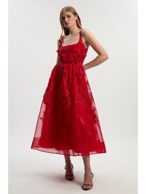Archive Embroidered Applique Organdie Woven Prom Dress