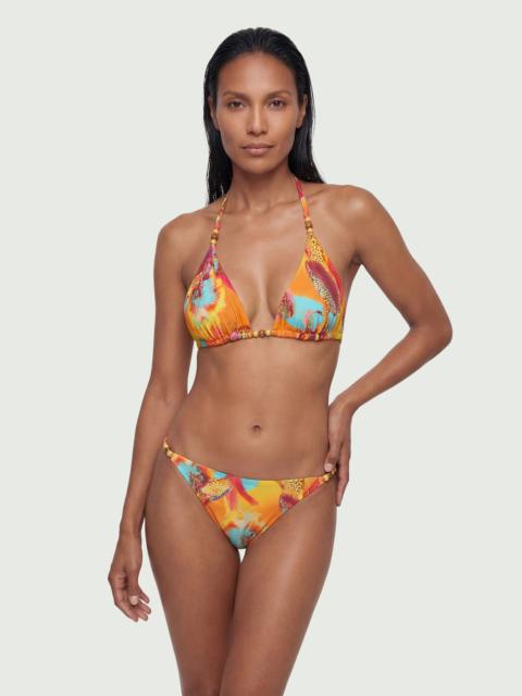 Reversible Photographic Floral Bikini Top With Bead Detail