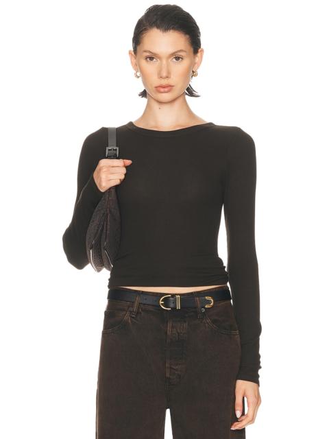 Silk Knit Long Sleeve Crewneck Top