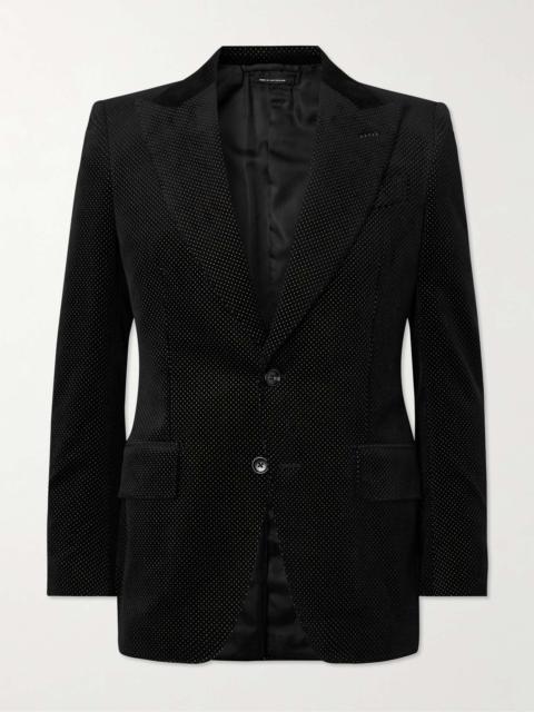 Dyllan Polka-Dot Cotton-Velvet Tuxedo Jacket