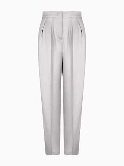 DOUBLE-SIDED SILK-SATIN TWO-PLEAT TROUSERS