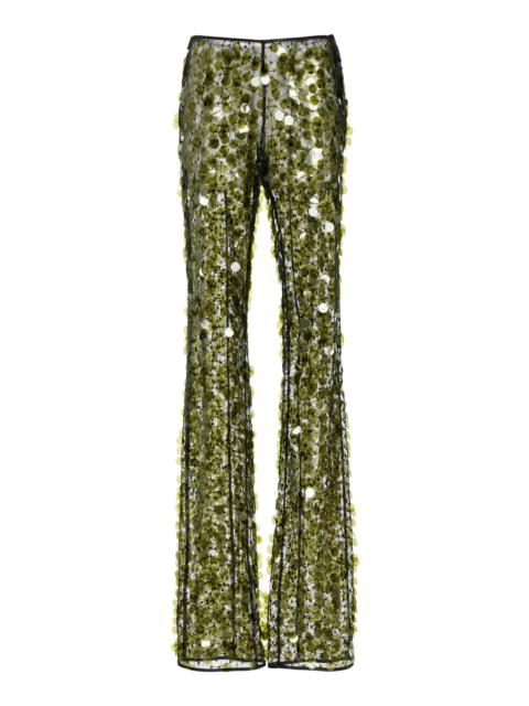 Sequined Flared Pants green