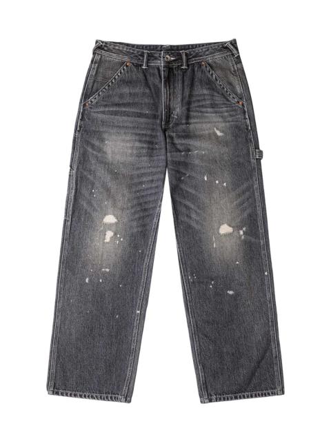 Washed and Distressed Daicock Print Relax Fit Jeans