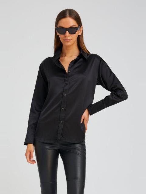 BLACK SILK SLIM BUTTON DOWN