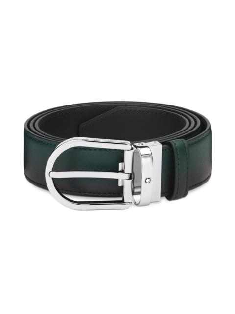 Horseshoe buckle sfumato British green 35mm leather belt