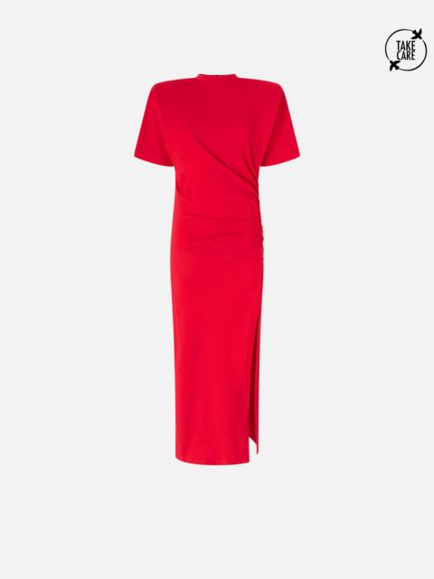 LONG T-SHIRT DRESS WITH PADDED SHOULDERS