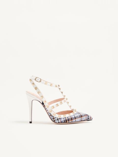 ROCKSTUD PUMPS IN WOVEN FABRIC 100MM