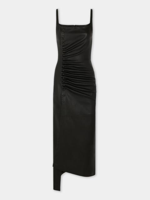 DRAPED MIDI DRESS IN LEATHER
