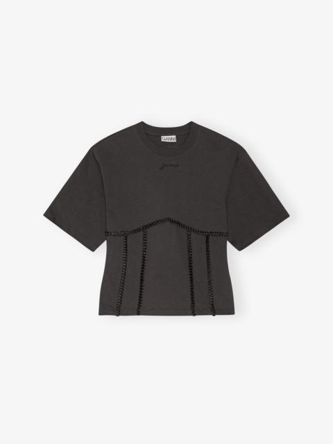 BLACK COTTON TIE BACK T-SHIRT