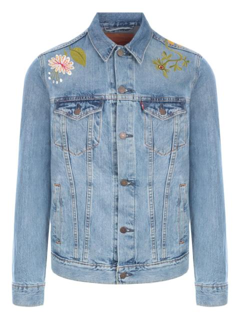 floral embroidered denim jacket