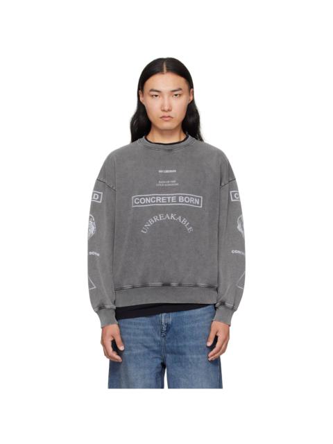 Gray Graphic Printed Crewneck Sweatshirt