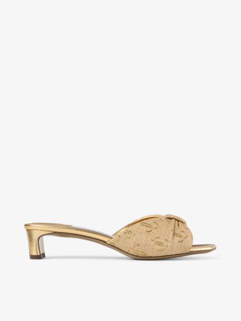Annika Mule 35
Gold Raffia & Metallic Nappa Sandals