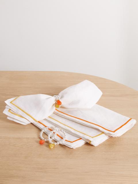 + Sister By Studio Ashby Set Of Four Linen Napkins And Faux Pearl And Resin Napkin Rings