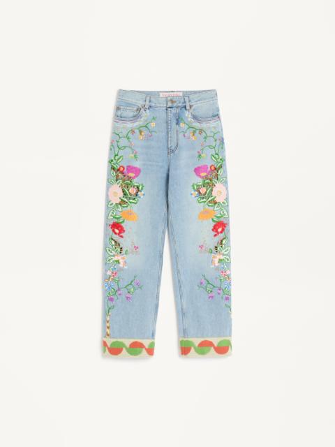 EMBROIDERED DENIM PANTS