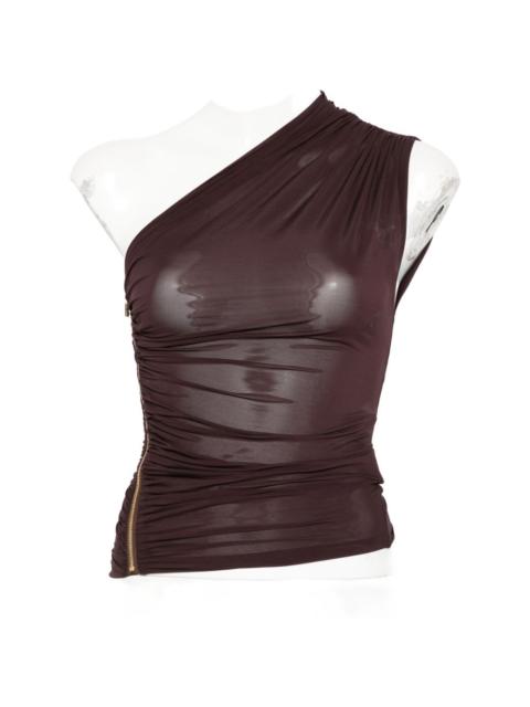 one-shoulder zip top