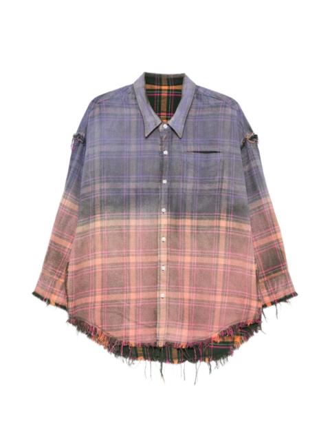 reversible frayed check shirt