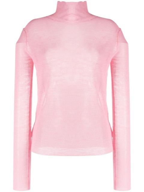 semi-sheer logo-patch jumper