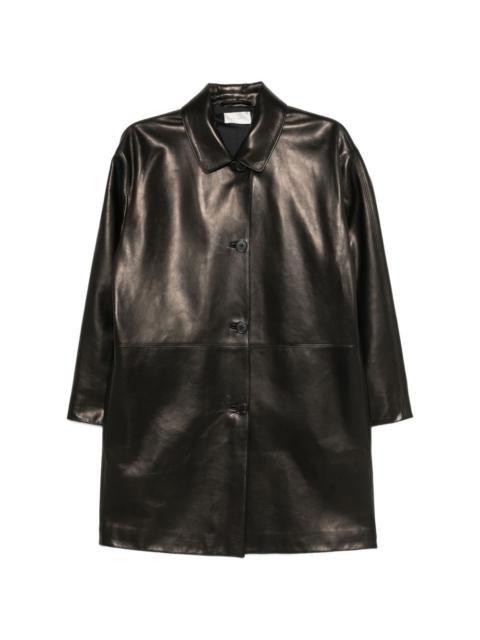 Donata button-up leather coat