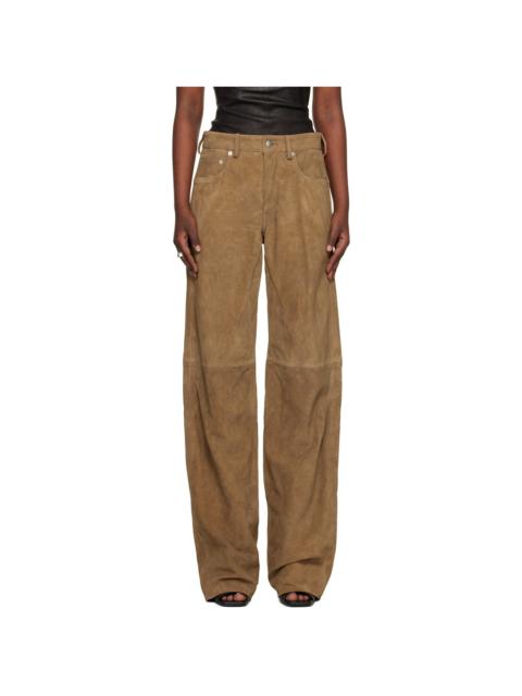 Tan Temple Geth Suede Pants
