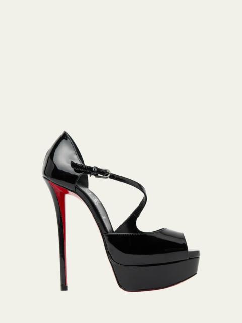 Miss Zigourata Alta Patent Leather Red Sole Platform Sandals