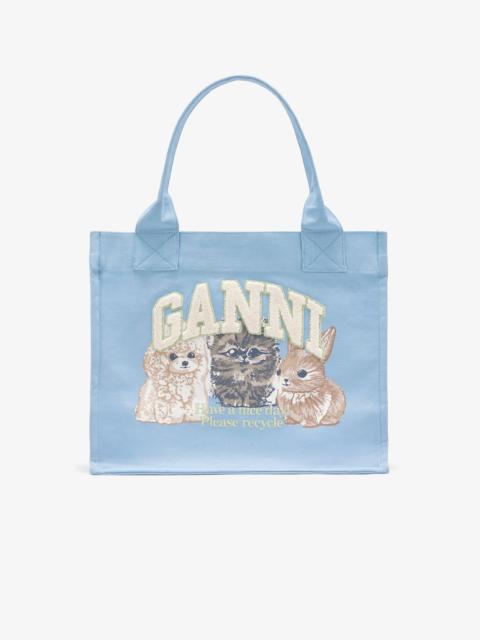BLUE LARGE ANIMAL PRINT TOTE