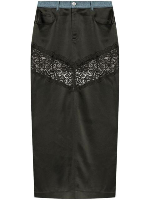 long straight skirt with lace insert